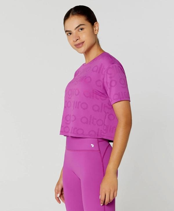 T-SHIRT CROPPED ALTO GIRO MESH ROXO EUFORIA - Image 2