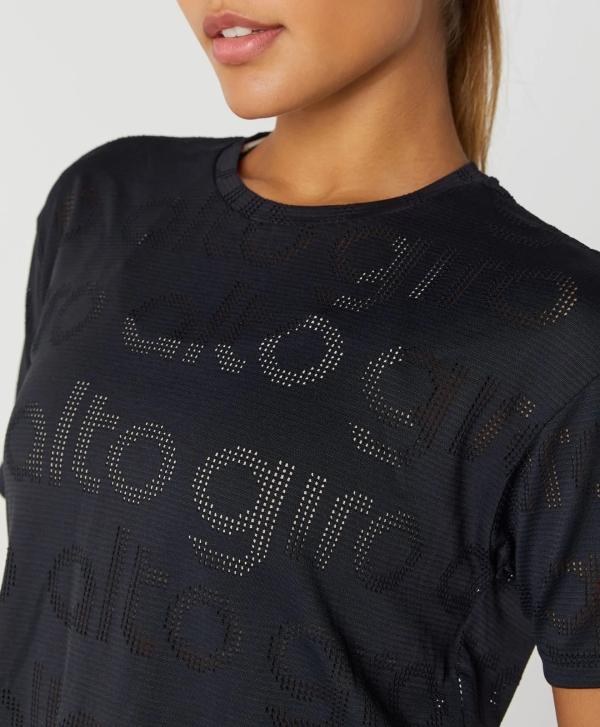 T-SHIRT CROPPED ALTO GIRO MESH PRETO - Image 5