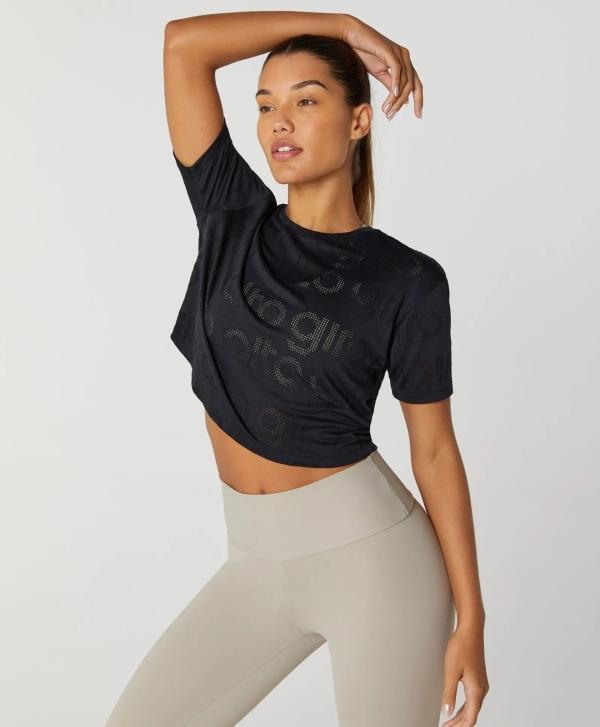 T-SHIRT CROPPED ALTO GIRO MESH PRETO - Image 4