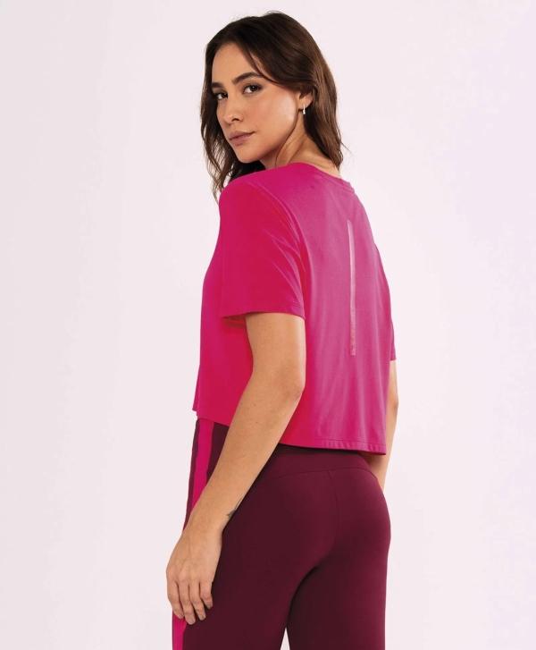 T-SHIRT ALTO GIRO SKIN FIT CROPPED PEDDY PINK - Image 2