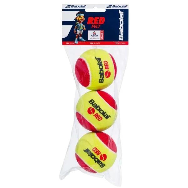 BOLA DE TENIS BABOLAT FELT VERMELHA STAGE 3 - KIT COM 3 BOLAS