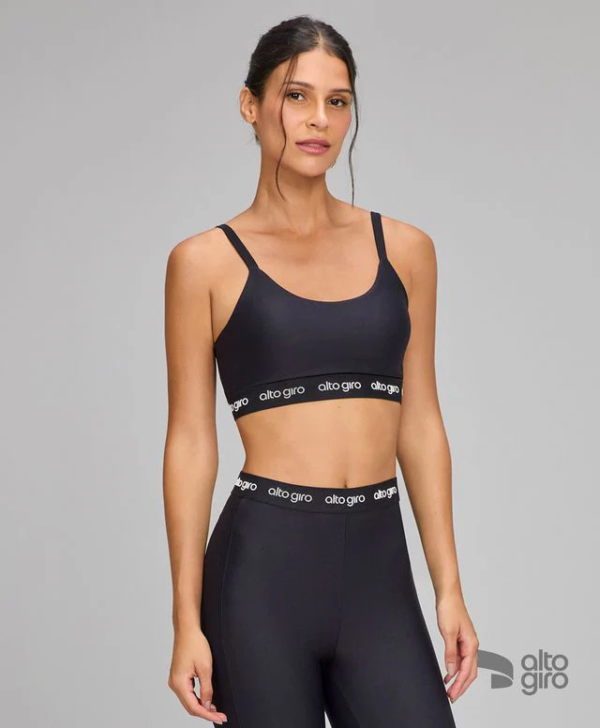 TOP ALTO GIRO ELASTICO COSTAS CRUZADAS PRETO