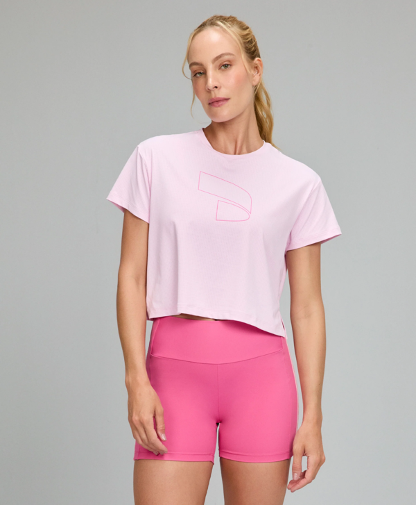 T-SHIRT CROPPED ALTO GIRO ROSA LIGHT