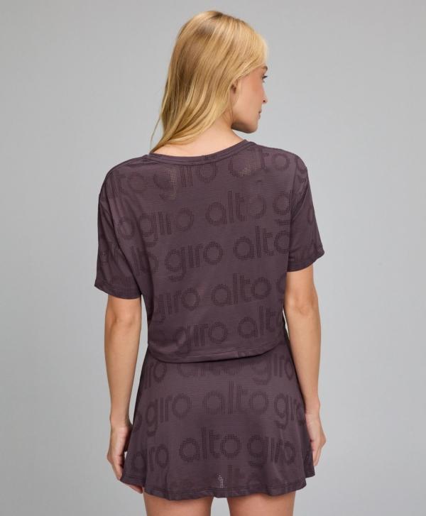 T-SHIRT CROPPED ALTO GIRO MESH MARROM NOBRE - Image 2